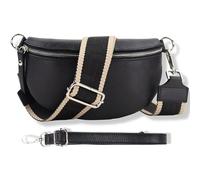 Blade Marsupio da donna in vera pelle, elegante marsupio, da donna, con 2 motivi e pelle staccabili e regolabili, tracolla da donna, tasca sul petto di alta qualità per donne, Nero-5., m