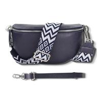Blade Marsupio da donna in vera pelle, elegante marsupio, da donna, con 2 motivi e pelle staccabili e regolabili, tracolla da donna, tasca sul petto di alta qualità per donne, Navy-2., L, Marsupio