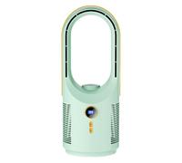 Bladeless Desk Fan - Small Bladeless Fan | USB Rechargeable 5 Speed Silent Mini Tower Fans, Portable Night Light Air Cooler, Perfect for Home Office Bedroom Travel Camping, 12.5x12.5x32cm