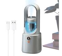 Bladeless Fan, Portable Desk Cooling Device, Ricaricabile Quiet Air Circulator, Built-in Umidifier and Ambient Light, for Home, Bedroom, Kitchen, Travel, Camping