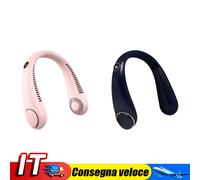 Bladeless Portable Mini Neck Fan 3 Speed USB Rechargeable Neckband Cooler(Pink)