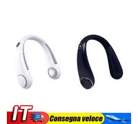 Bladeless Portable Mini Neck Fan 3 Speed USB Rechargeable Neckband Cooler(White)