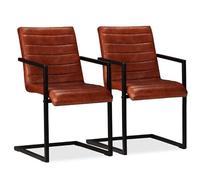 Bladez 2 sedie da pranzo in 100% vera pelle marrone - lusso e comfort per la vostra casa - pouf stabile e durevole - perfetto per sala da pranzo, cucina o ufficio