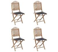 Bladez 5 pezzi Gruppo da giardino in bambù pieghevole con cuscino - Mobili da esterno per terrazza e balcone, durevole ed ecologico