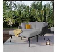 Bladez alkonmöbel - Set di 2 posti con cuscino e imbottitura, per esterni, sala da giardino, mobili da giardino, cuscino rimovibile e lavabile, resistente alle intemperie (grigio)