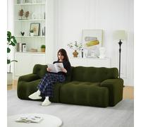 Bladez Cloud Sofa - Divano modulare a 2 posti, con seduta profonda, braccioli larghi e bottoni quadrati, divano lounge in rete 3D, base antiscivolo, senza montaggio, per soggiorno (verde)