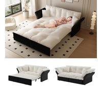 Bladez Divano letto allungabile, 190 cm, divano letto pieghevole a 2 posti, multifunzione, in velluto, compatto, per soggiorno, piccoli spazi, bianco