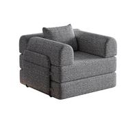 Bladez Divano letto in ciniglia 2 in 1 con vano portaoggetti nel bracciolo - Poltrona modulare con tre telai in metallo e diverse opzioni di configurazione per soggiorno e camera degli ospiti (grigio)