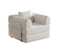 Bladez Divano letto in ciniglia 2 in 1 con vano portaoggetti nel bracciolo - Poltrona modulare con tre telai in metallo e diverse opzioni di configurazione per soggiorno e camera degli ospiti (cachi)