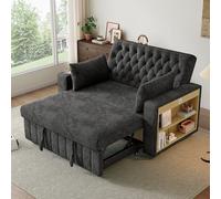 Bladez Divano letto multifunzionale in ciniglia, divano pieghevole con spazio di archiviazione e funzione sleep, schienale regolabile in 3 posizioni, porta USB, portabicchieri e cuscini, divano a 2