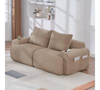 Bladez Divano modulare a 2 posti, moderno in cordless con sgabelli, sedile basso, senza montaggio, con portabicchieri e tasca laterale, per soggiorno (cachi, 2 posti)