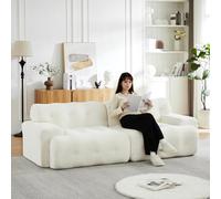 Bladez Divano modulare Cloud oversize a due posti, moderno, compresso, senza ossa, braccioli larghi, divano curvo, in ciniglia, senza montaggio, 224 cm (bianco)