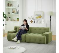 Bladez Divano modulare cloud oversize a due posti, moderno, compresso, senza ossa, braccioli larghi, divano curvo, in ciniglia, non richiede montaggio, 224 cm (verde chiaro)