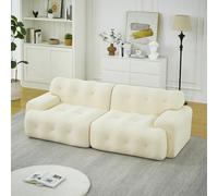 Bladez Divano modulare cloud oversize a due posti, moderno, compresso, senza ossa, braccioli larghi, divano curvo, in ciniglia, senza montaggio, 224 cm (beige)