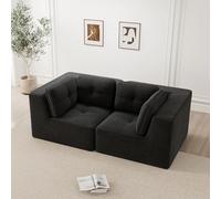 Bladez Divano modulare Corner Modern Cord Loveseat, Configurable L Shaped, comfort e supporto per seduta profonda, senza montaggio, 32D, schiuma ad alta elasticità, per soggiorno (nero, 2 posti)