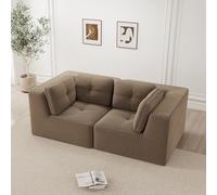 Bladez Divano modulare Corner, moderno Cord Loveseat, Configurable L Shaped, comfort e supporto per seduta profonda, senza montaggio, 32D, schiuma ad alta elasticità, per soggiorno (marrone, 2 posti)