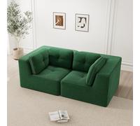 Bladez Divano modulare Corner, moderno Cord Loveseat, Configurable L Shaped, comfort e supporto per seduta profonda, senza montaggio, 32D, schiuma ad alta elasticità, per soggiorno (verde, 2 posti)