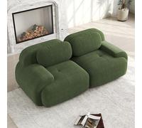 Bladez Divano modulare Loveseat in tessuto di velluto a coste, moderno divano a 2 posti, con braccioli curvi, fondo antiscivolo, senza montaggio, per soggiorno, imbottitura ad alta elasticità (verde