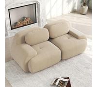 Bladez Divano modulare Loveseat in tessuto di velluto a coste, moderno divano a 2 posti, con braccioli curvi, fondo antiscivolo, senza montaggio, per soggiorno, cuscino ad alta elasticità (beige, 2