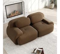 Bladez Divano modulare Loveseat in tessuto di velluto a coste, moderno divano a 2 posti, con braccioli curvi, fondo antiscivolo, senza montaggio, per soggiorno, cuscino ad alta elasticità (marrone, 2