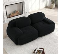 Bladez Divano modulare Loveseat in tessuto di velluto a coste, moderno divano a 2 posti, con braccioli curvi, fondo antiscivolo, senza montaggio, per soggiorno, imbottitura ad alta elasticità (nero, 2