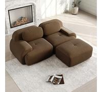 Bladez Divano modulare Loveseat in tessuto di velluto a coste, moderno divano a 2 posti, con braccioli curvi, fondo antiscivolo, senza montaggio, per soggiorno, cuscino ad alta elasticità (marrone, 3