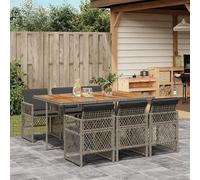 Bladez Gruppo di mobili da giardino in rattan PE con cuscino, set da pranzo per terrazza e giardino, in acciaio verniciato a polvere, resistente alle intemperie e durevole