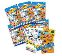 BLADEZ Hot Wheels Toyz Craft Activity Set - Hotwheels divertimento creativo con adesivi e colorazione, mini scena di carte e penne, adesivi perfetti per bambini per sacchetti per feste - confezione da