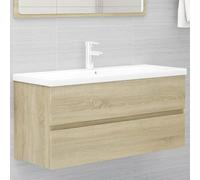 Bladez Mobile lavabo in ceramica per bagno - bacino da incasso in rovere Sonoma, resistente e pratico per le famiglie moderne