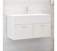 Bladez Mobile sottolavabo con lavabo da incasso, in ceramica, per bagno, bianco e moderno, soluzione di archiviazione per piccoli spazi