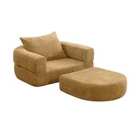 Bladez Modern Modular Accent Divano Chair with Ottoman - Soft Chenille Upholstery, Deep Seat & Curved Design, Comfy Lounge Chair Set for Living Room, Bedroom & Studio, No Assembly Required (giallo)
