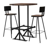 Bladez Set da bar 3 pezzi in legno massiccio riciclato e acciaio verniciato a polvere - Mobili da soggiorno sostenibili per arredi rustici - Durevole ed ecologico