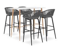 Bladez Set da bar bianco e grigio in PP e metallo - moderno tavolo da bar per soggiorno o cucina - durevole ed elegante