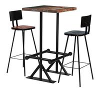 Bladez Set da bar da 3 pezzi in legno massiccio riciclato e acciaio verniciato a polvere - Set di mobili sostenibili per soggiorno, cucina o giardino - Elegante e durevole