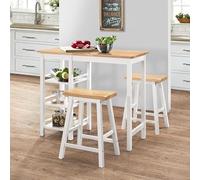 Bladez Set di 3 pezzi in MDF oliato e levigato con telaio in gomma - Moderno set di sgabelli da bar bianco per cucina, soggiorno o giardino - Durevole ed elegante