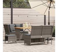 Bladez Set di 5 divani da giardino grigio polyrattan per terrazza e balcone, in rattan PE resistente alle intemperie, acciaio verniciato a polvere e legno di acacacia, accoglienti mobili da esterno