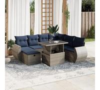 Bladez Set di 8 divani da giardino con cuscino in polyrattan e acciaio, mobili grigi per esterni per terrazza e giardino, resistente alle intemperie e facile da pulire