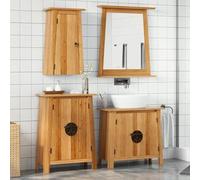 Bladez Set di mobili da bagno, 4 pezzi, in legno di pino massiccio, armadio per bagno, durevole ed elegante, perfetta conservazione, aspetto naturale
