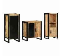 Bladez Set di mobili da bagno con ripiano, 3 pezzi, in legno massello mango, armadio con ripiano per bagno, camera da letto o corridoio, elegante e durevole