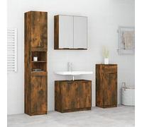 Bladez Set di mobili da bagno in legno di affumicatura e vetro, set moderno con armadio, armadietto a specchio e scaffale, elegante e salvaspazio