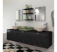 Bladez Set di mobili da bagno nero con lavabo e rubinetto in ottone - Set da bagno di alta qualità con manici in zinco per un arredamento elegante e durevole