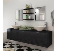 Bladez Set di mobili da bagno nero con lavabo in ceramica - moderno set di mobili da bagno - pratico stoccaggio per asciugamani e prodotti da toeletta