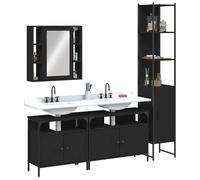 Bladez Set di mobili da bagno nero - Moderno armadio da bagno in legno - acciaio verniciato a polvere e vetro - soluzione di archiviazione per WC ospiti & bagno ospiti - durevole ed elegante