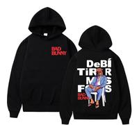 BLAENU Felpa con Cappuccio Bad Rapper Bunny Debi Tirar Más Fotos Album Felpa Stampata Uomo Donna Moda Casual Vintage Maniche Lunghe Hoodie XXS-4XL-Black||m