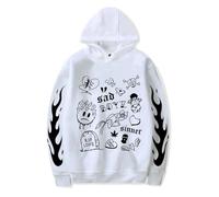 BLAENU Felpa con Cappuccio Junior H Sad Boyz Tour Singer Merch Hoodie Uomo Donna Moda Autunnale Casual Streetwear XXS-4XL-White||XX_s