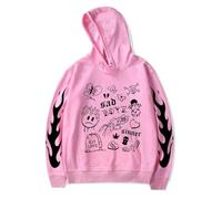 BLAENU Felpa con Cappuccio Junior H Sad Boyz Tour Singer Merch Hoodie Uomo Donna Moda Autunnale Casual Streetwear XXS-4XL-Pink||s