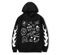 BLAENU Felpa con Cappuccio Junior H Sad Boyz Tour Singer Merch Hoodie Uomo Donna Moda Autunnale Casual Streetwear XXS-4XL-Black||x_l