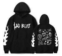 BLAENU Junior H Merch Felpe con Cappuccio Sad Boyz Hoodie con Stampa 2D Maglione alla Moda Harajuku Streetwear Neutro per Uomo Donna XXS-4XL-Black||4X_l