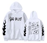 BLAENU Junior H Merch Felpe con Cappuccio Sad Boyz Hoodie con Stampa 2D Maglione alla Moda Harajuku Streetwear Neutro per Uomo Donna XXS-4XL-White||l