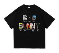 BLAENU Maglietta Bad Rapper Bunny Maglietta A Maniche Corte con Stampa 2D Uomo Donna Top Estivo con Collo Rotondo XXS-4XL-Black||s
